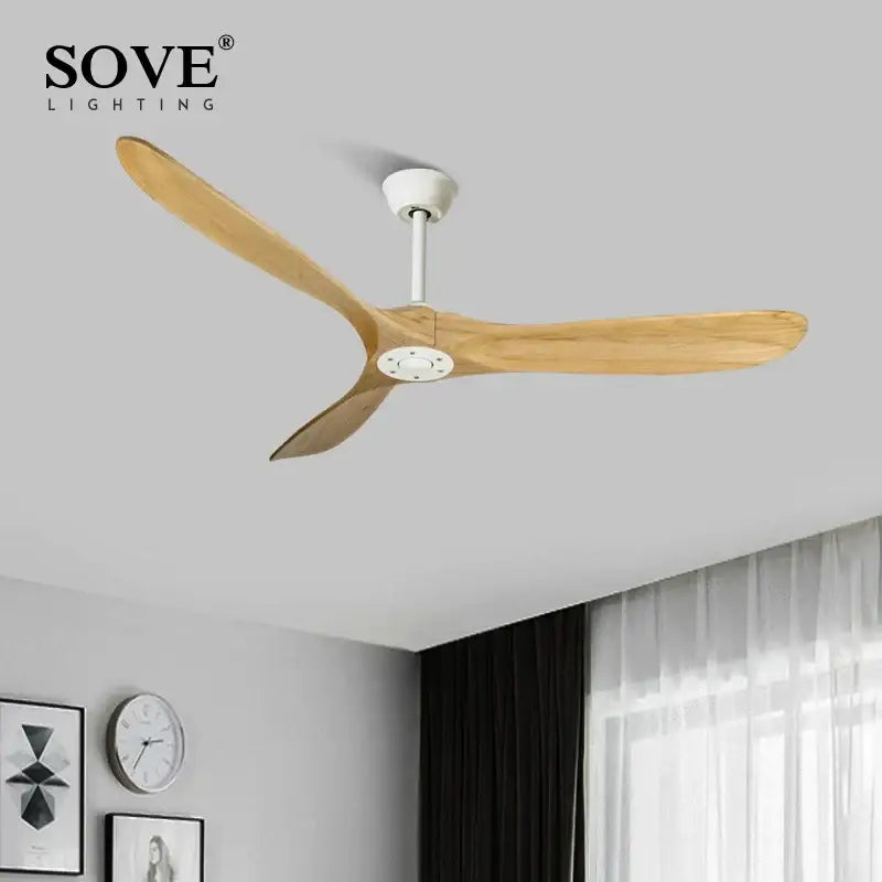 White Wood 60-Inch Remote Ceiling Fan
