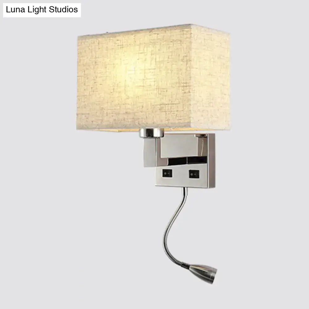 Beige Fabric Charging Port Wall Sconce