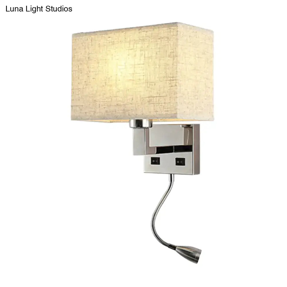 Beige Fabric Charging Port Wall Sconce