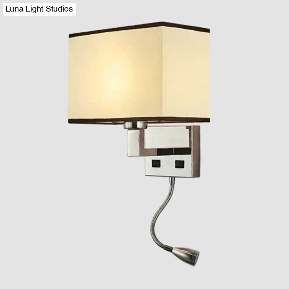 Beige Fabric Charging Port Wall Sconce