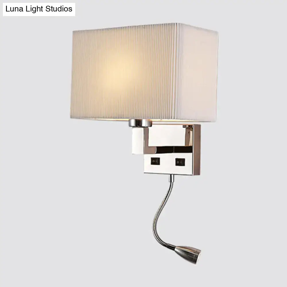 Beige Fabric Charging Port Wall Sconce