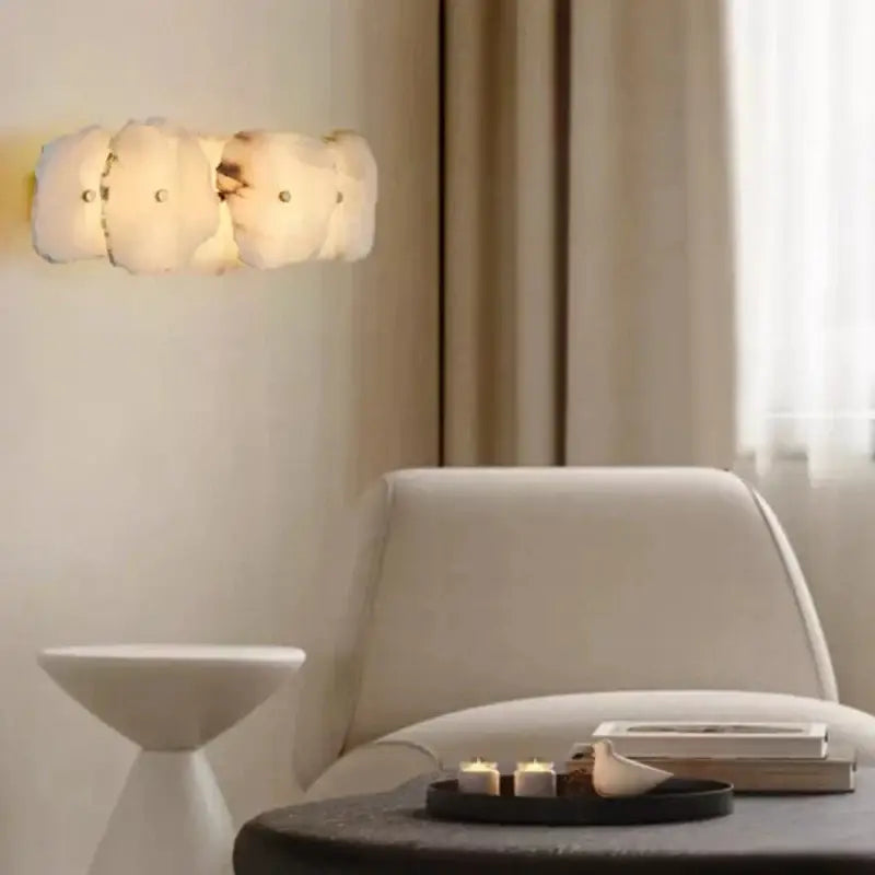 White Stone Brass Sconce