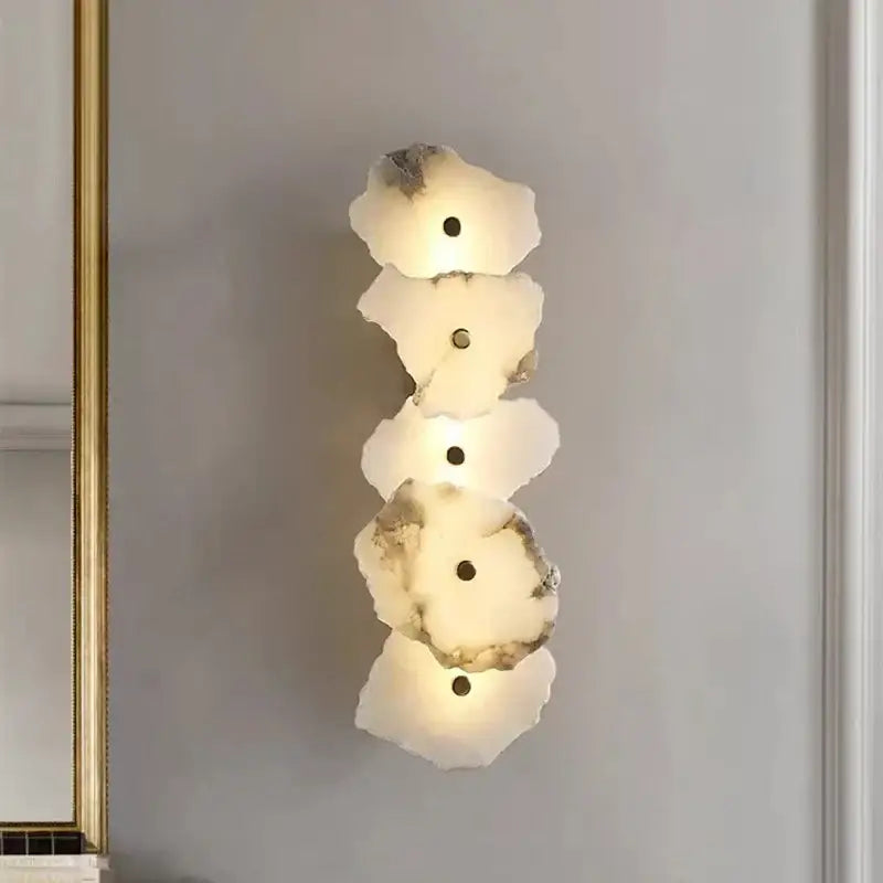 White Stone Brass Sconce