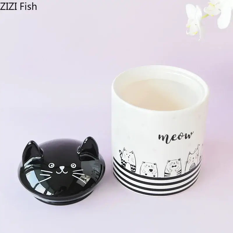 Ceramic Cat Jewelry Jar