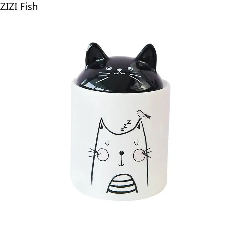 Ceramic Cat Jewelry Jar