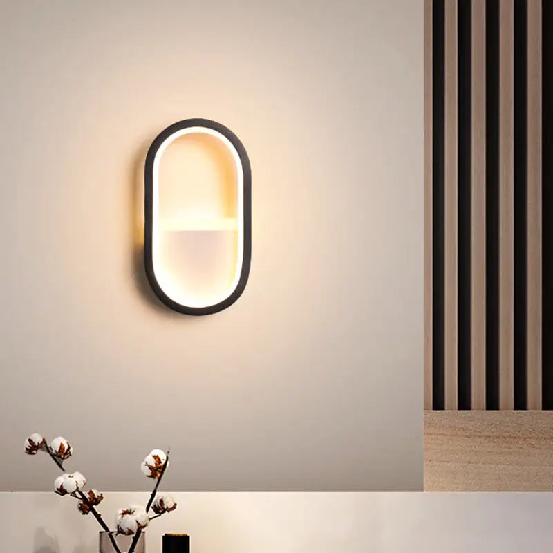 Black White Ellipse Wall Lamp