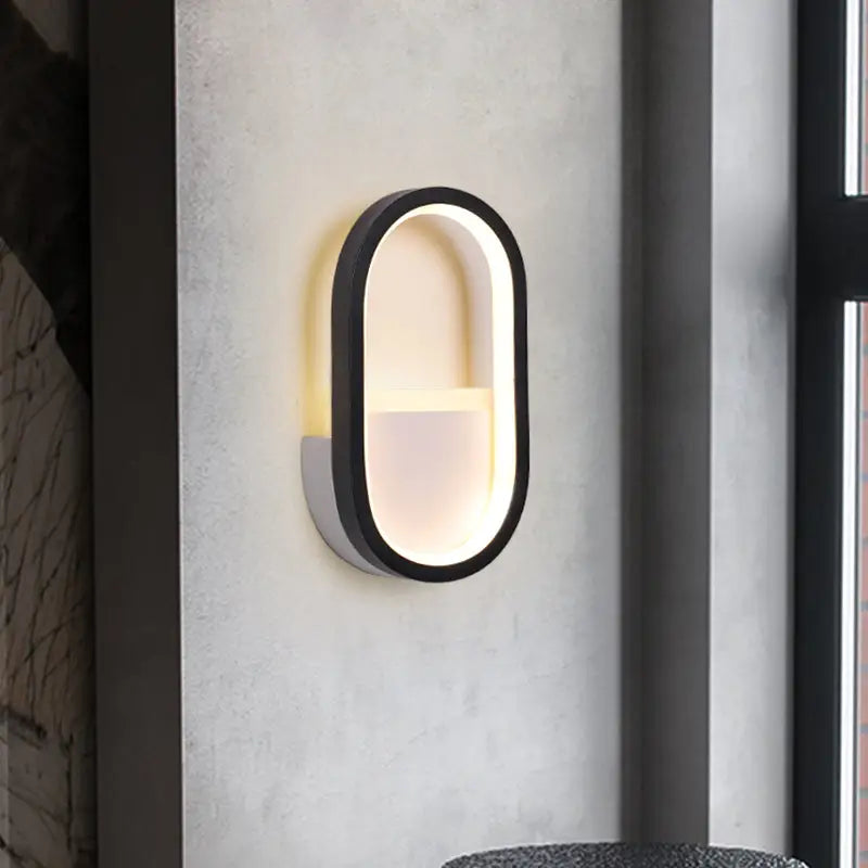 Black White Ellipse Wall Lamp
