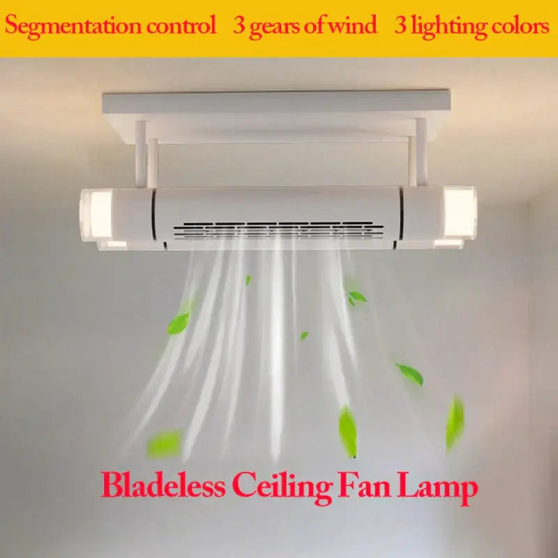 White Bladeless Ceiling Fan with Dual LED Heads