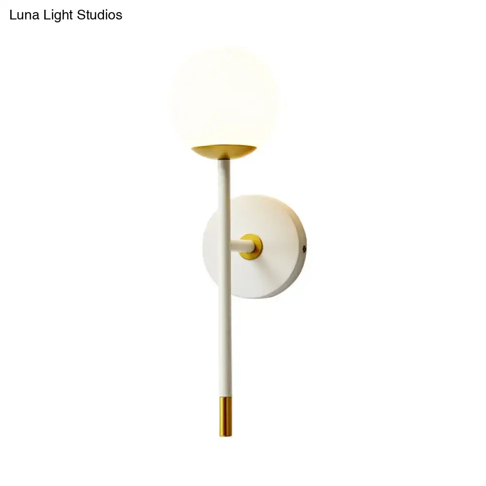 Brass Frosted Long-Arm Wall Sconce