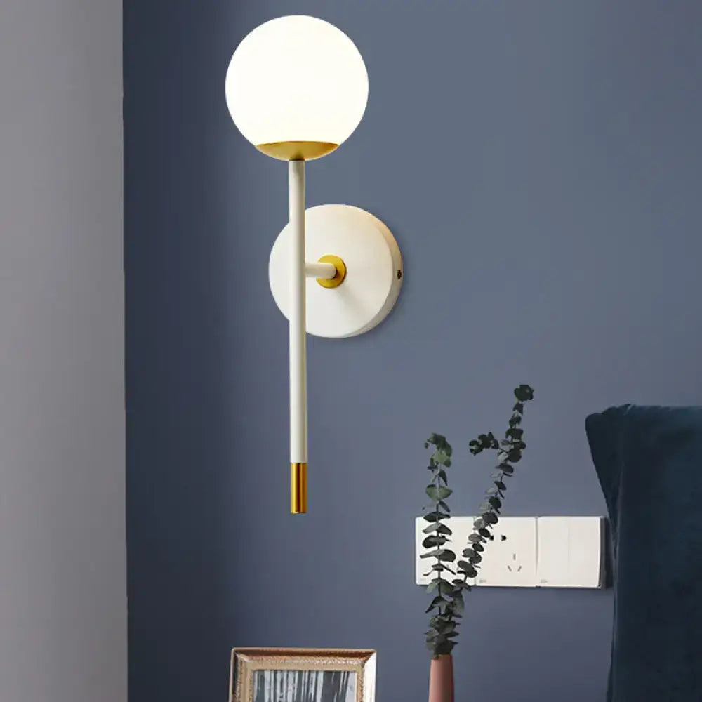 Brass Frosted Long-Arm Wall Sconce
