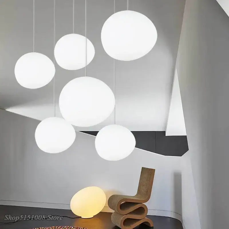 Cascading White Glass Pendant Light 47cm