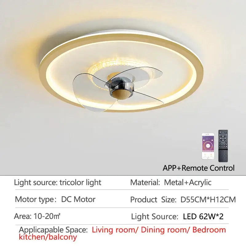 White LED Ceiling Fan with Transparent Blades