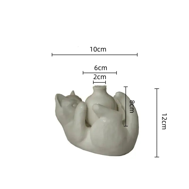 White Ceramic Cat Vase Aromatherapy Base