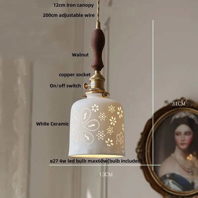 White Ceramic Flower Pendant
