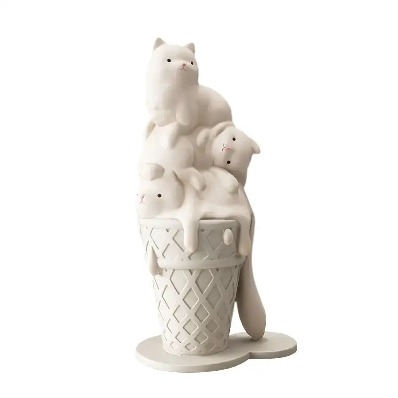 White Ceramic Cat Sculpture