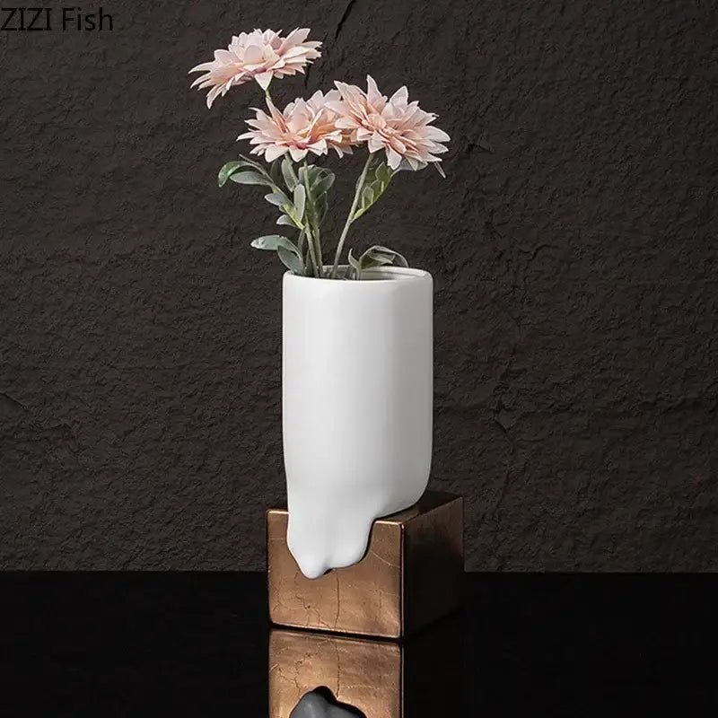 White Ceramic Liquid Vase
