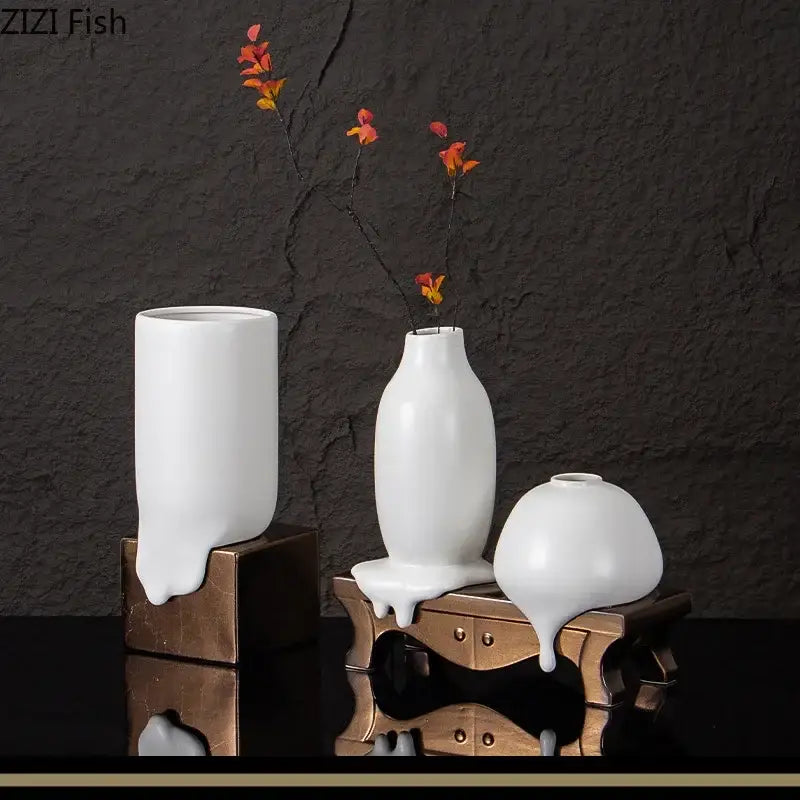 White Ceramic Liquid Vase