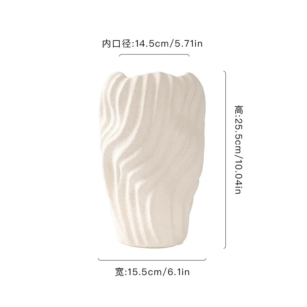 White Wavy Ceramic Vase