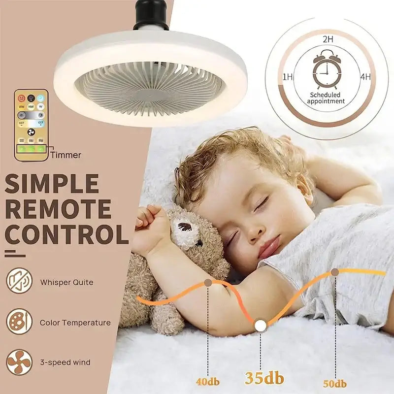White Modern Ceiling Fan Quiet Remote Control