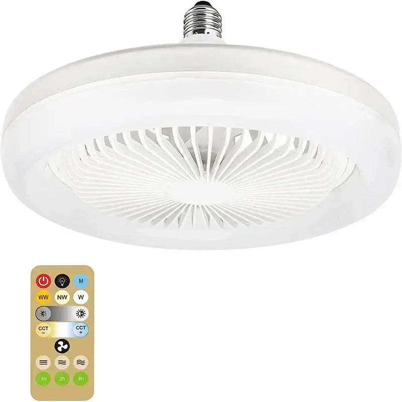 White Modern Ceiling Fan Quiet Remote Control