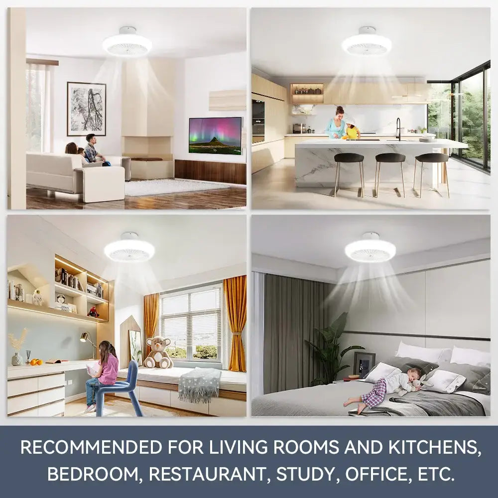 White Ceiling Fan Light Silent Motor 72W