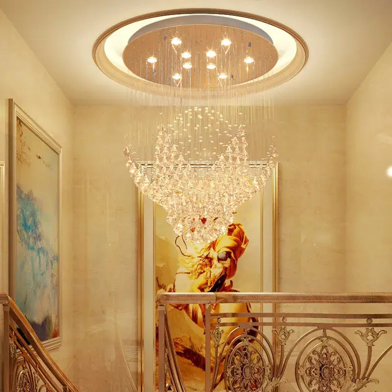 White Diamond Crystal Steel Modern Chandelier
