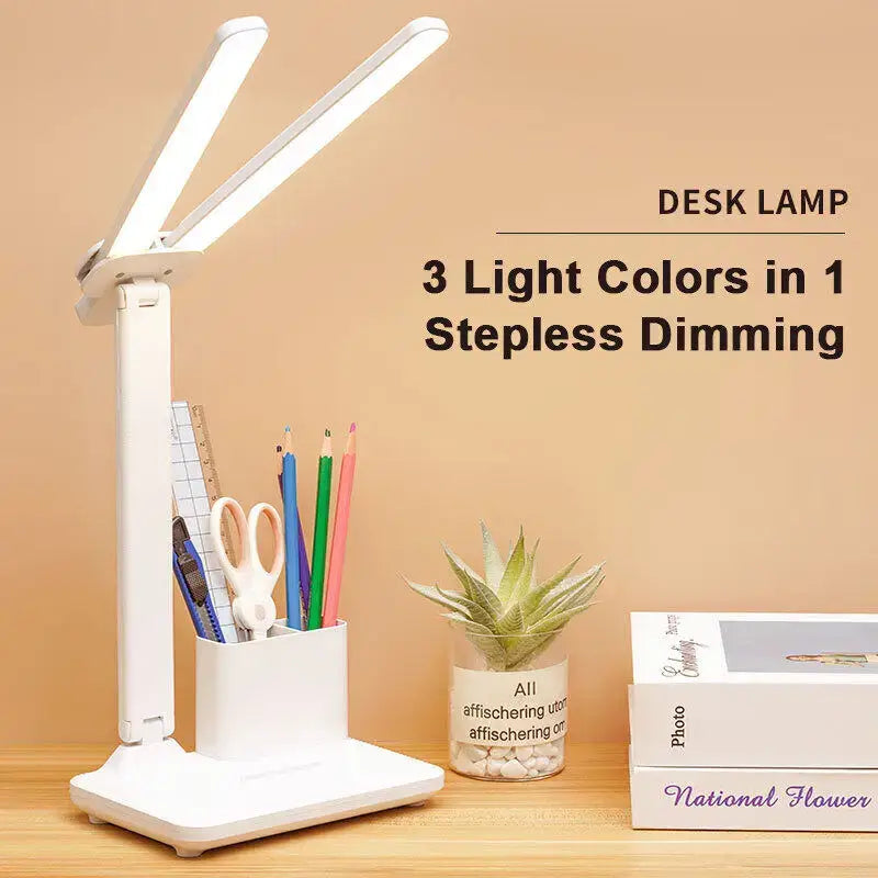 White Dual Arm Desk Lamp
