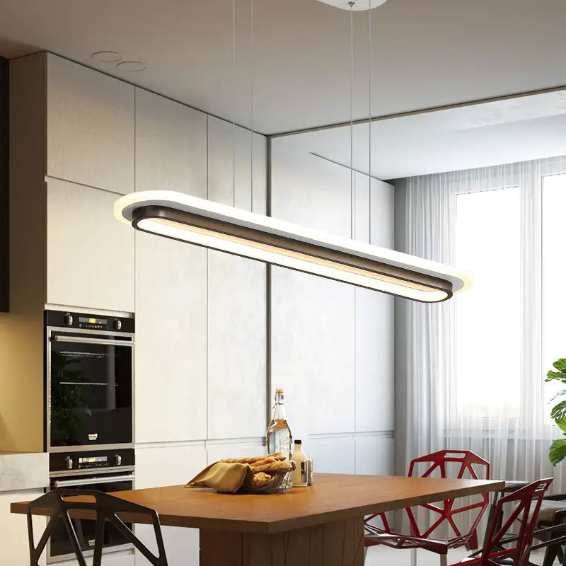 White Elliptical Island Lamp