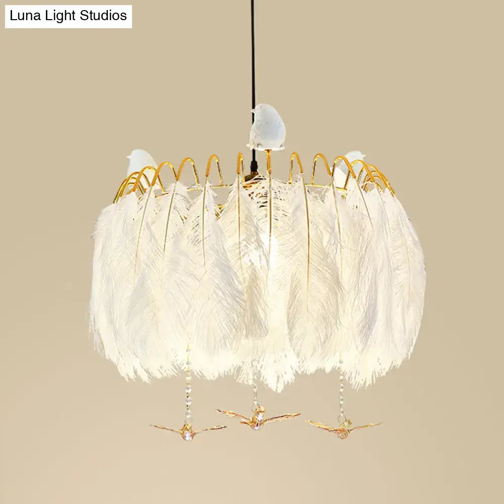 White Feather Chandelier Light