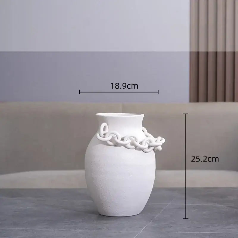 White Geometric Chain Vase