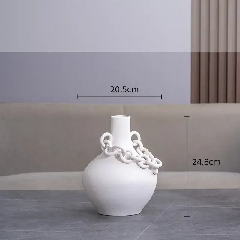 White Geometric Chain Vase