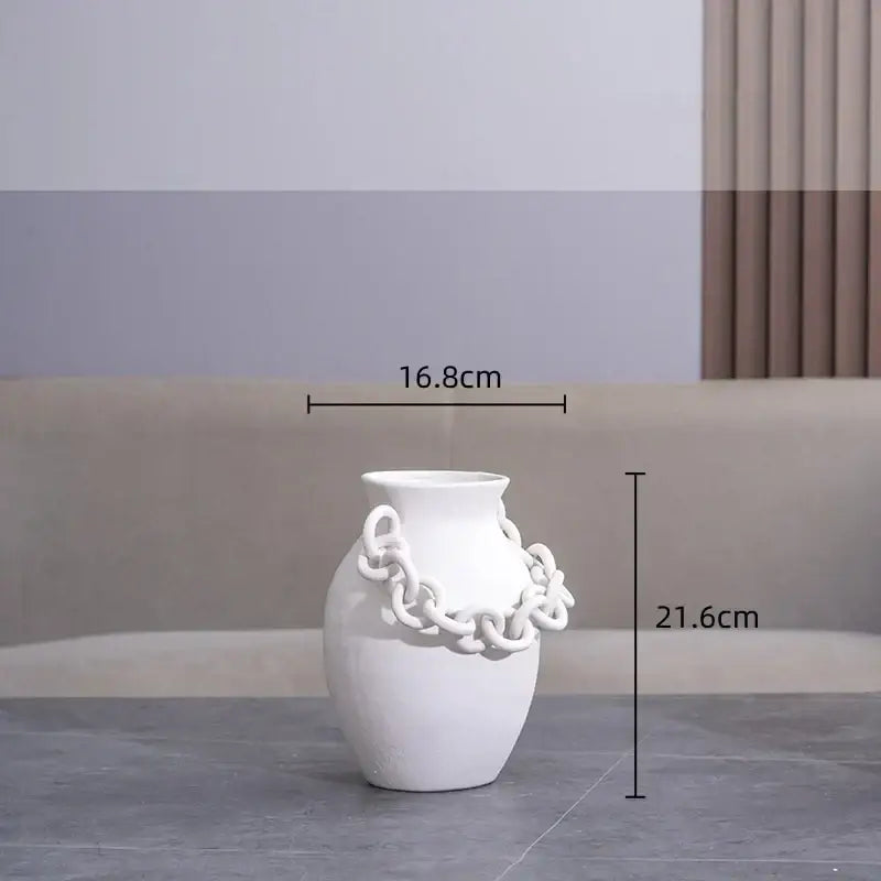 White Geometric Chain Vase