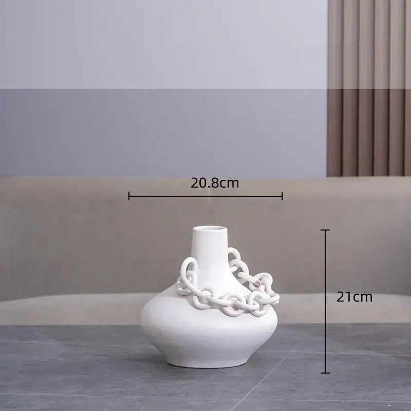 White Geometric Chain Vase