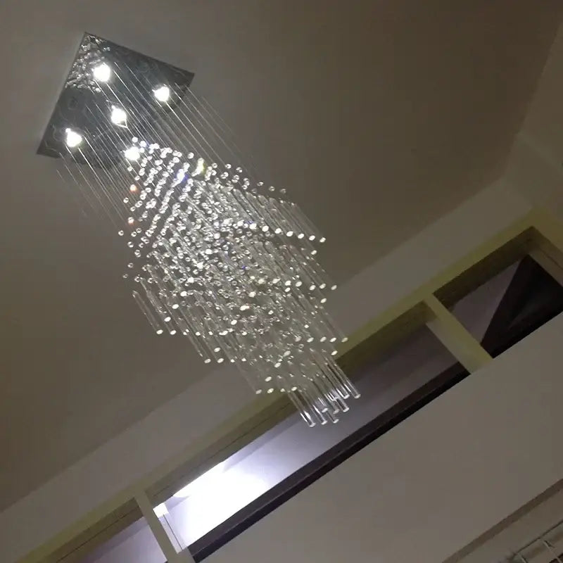 White Geometric Crystal Chandelier