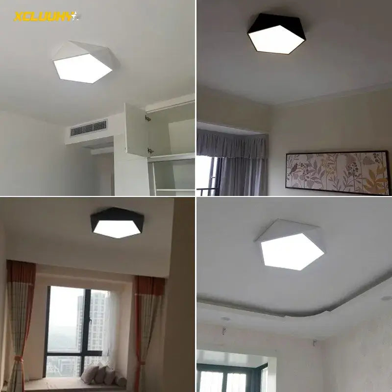 White Geometric LED Ceiling Lamp