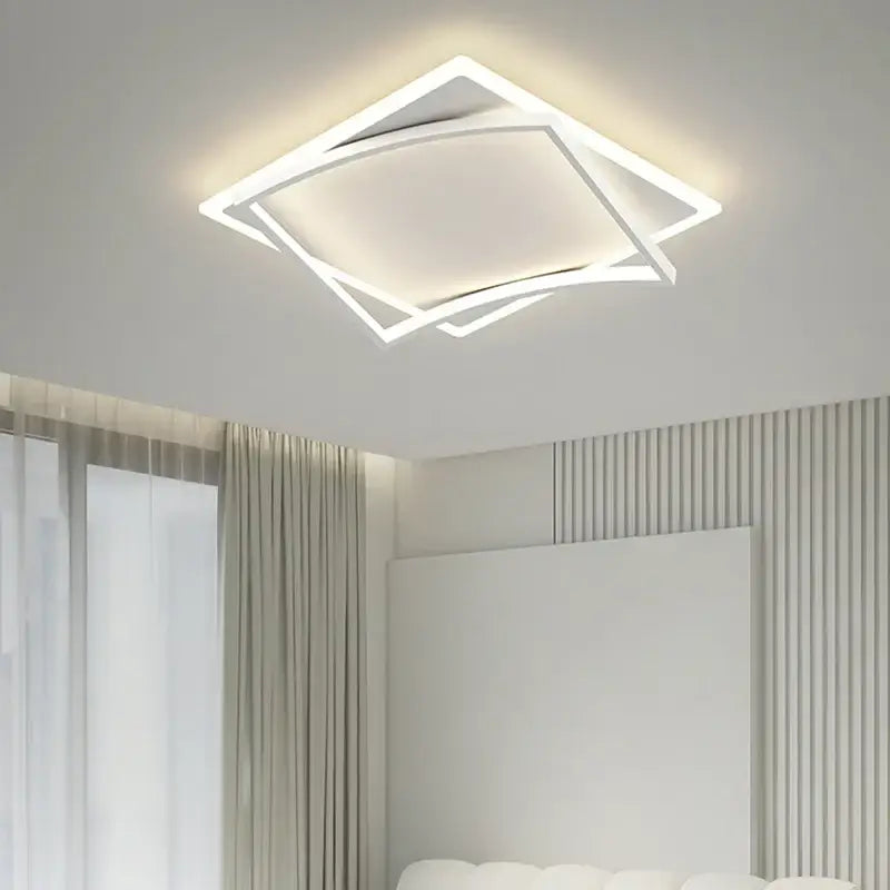 White Geometric Ceiling Light Remote-Control
