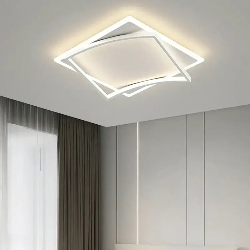 White Geometric Ceiling Light Remote-Control