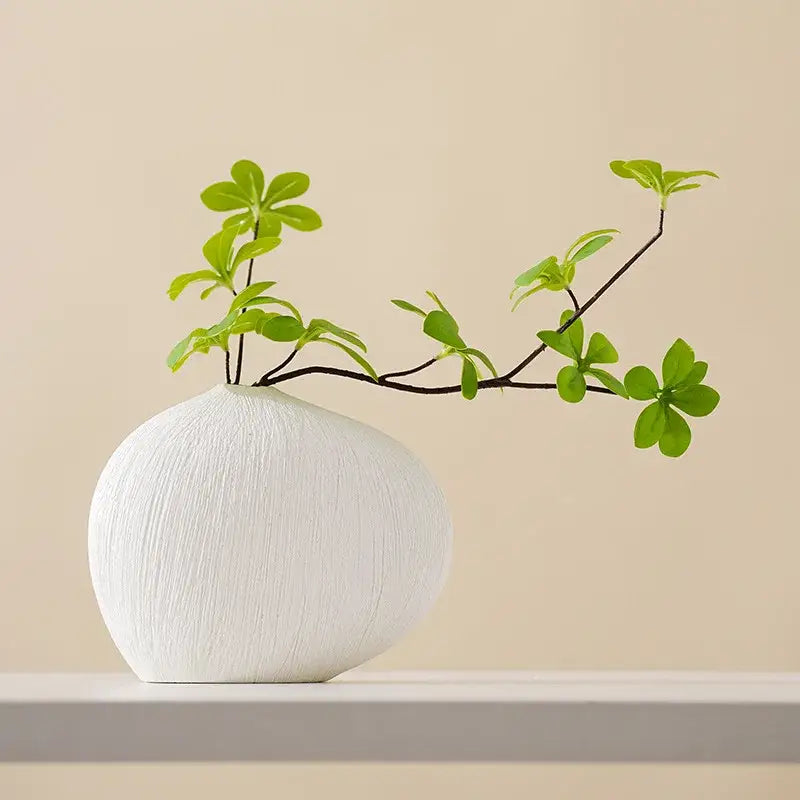 White Geometric Ceramic Vase