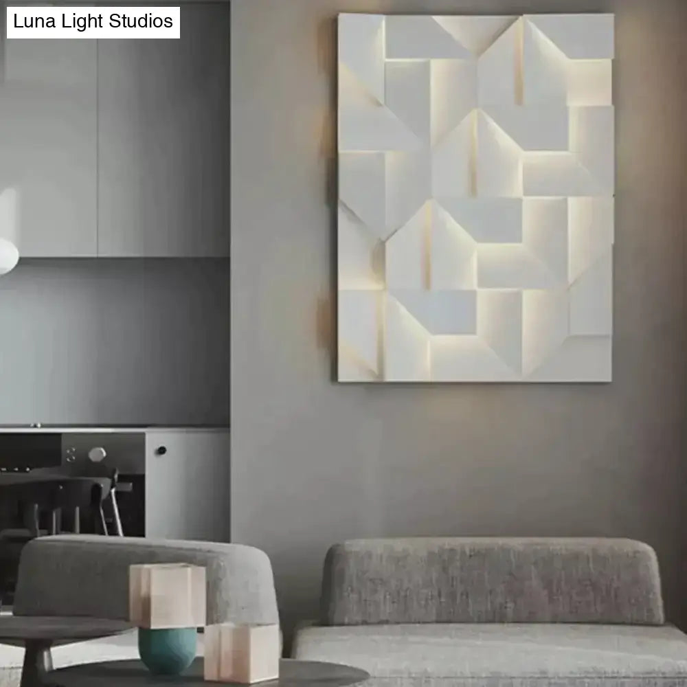 White Geometric Wall Art Lamp