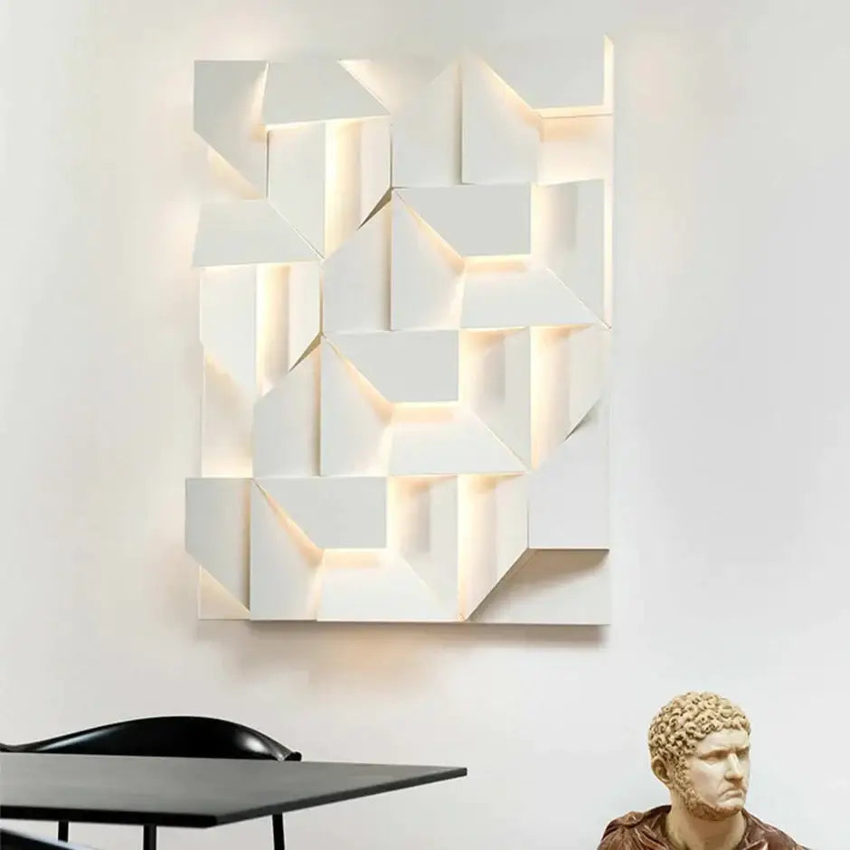 White Geometric Wall Art Lamp