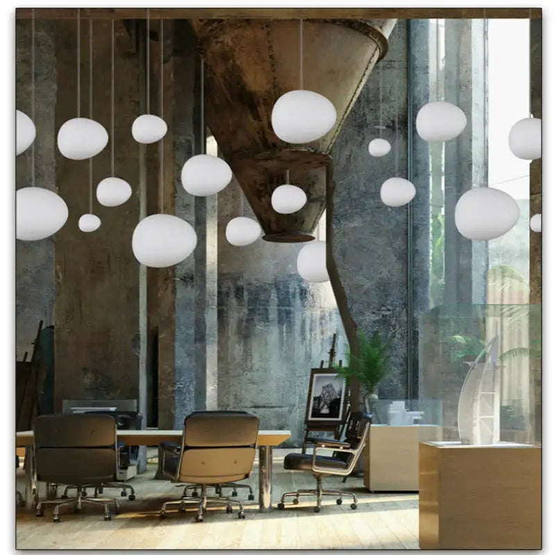 White Glass Pendant Set