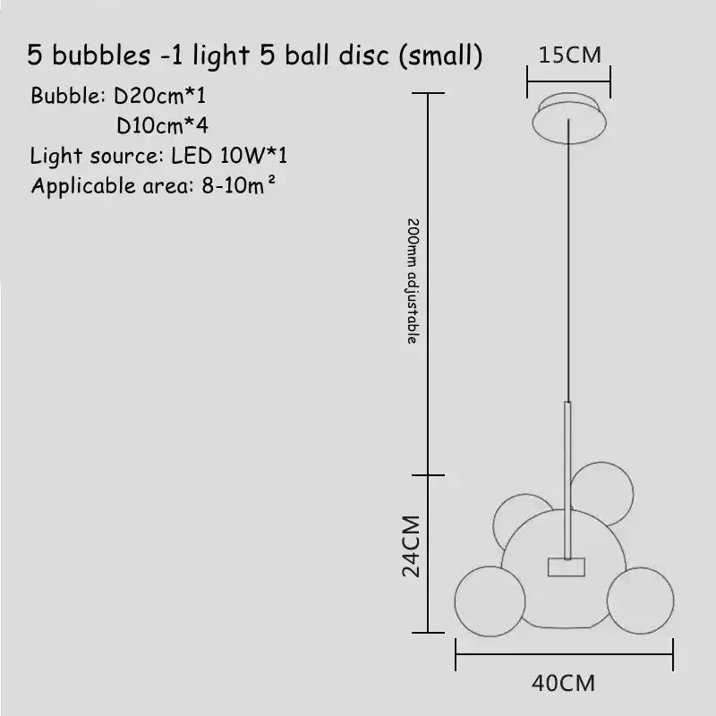 White Glass Bubble Chandelier with Copper Finish