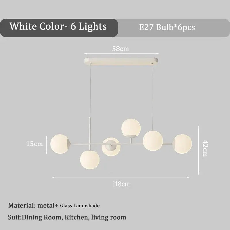 White Glass Pendant Set with E27 Bulbs