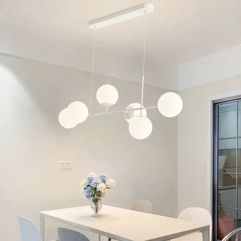 White Glass Pendant Set with E27 Bulbs