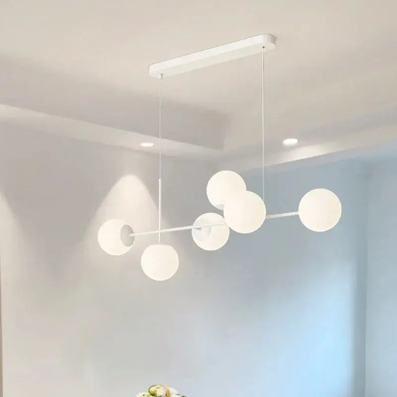 White Glass Pendant Set with E27 Bulbs