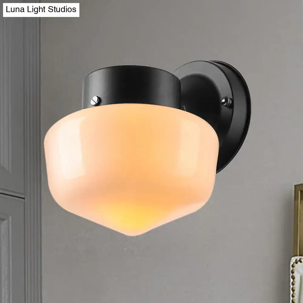 White Glass Mirror-Accent Wall Sconce