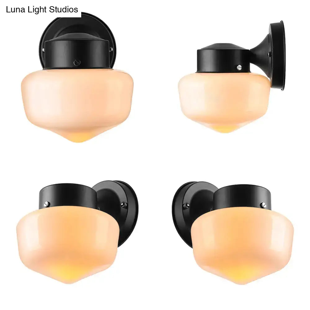 White Glass Mirror-Accent Wall Sconce