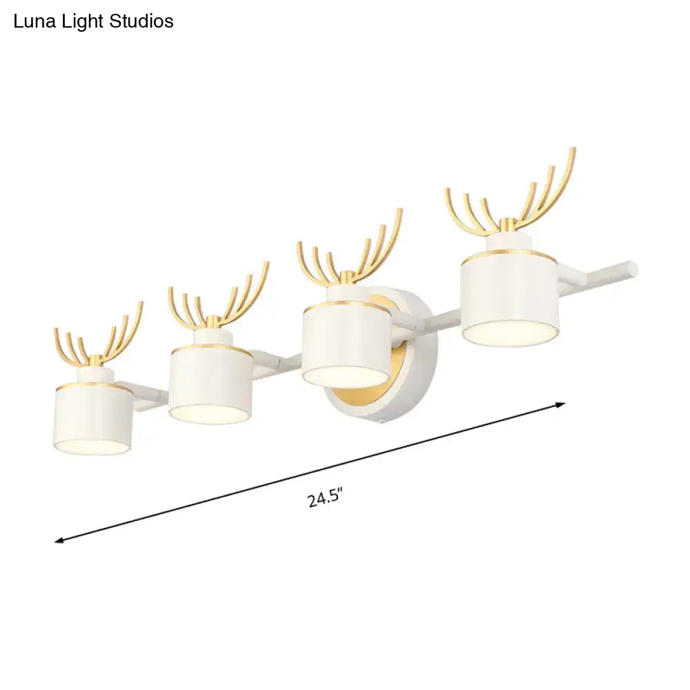 White Gold Antler Wall Light 2-4 Light Vanity