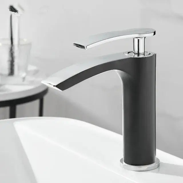 White Brass Basin Faucet Dual-Function Design