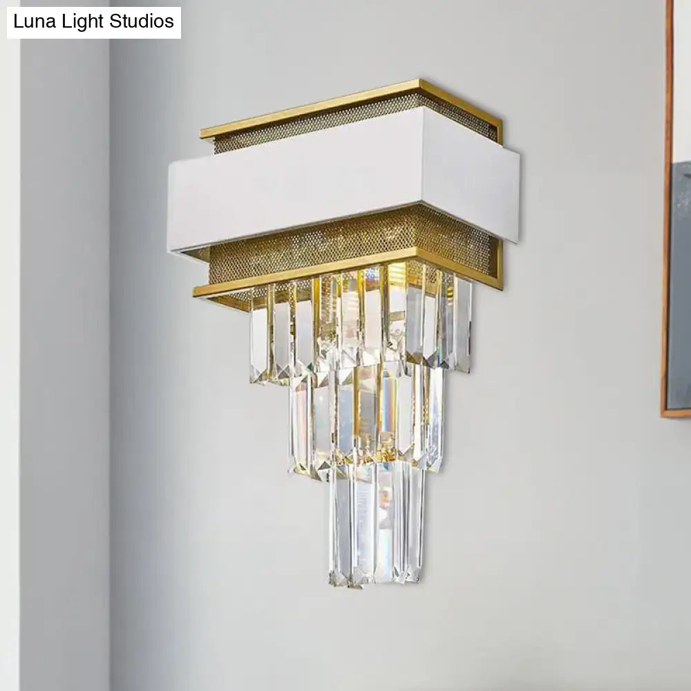 Gold Crystal Square Plate Wall Sconce